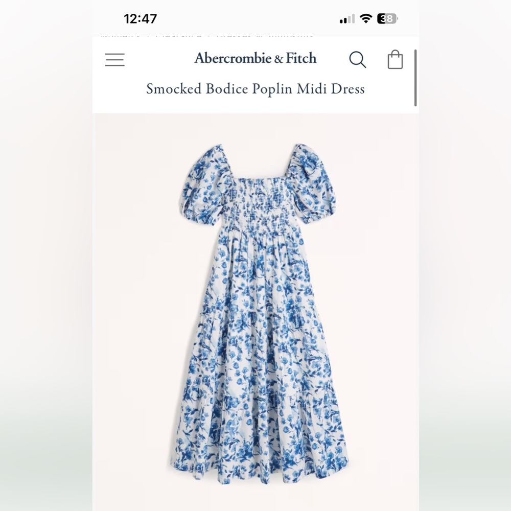 NWOT Abercrombie Poplin Midi Dress